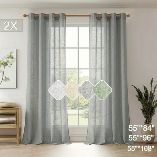 Linen look curtains - 2x,