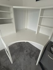 Ikea Micke Corner Desk Workstation with Shelves, 100x142cm, White.