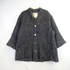 Jaeger Coat Womens Small Size 8 10 Grey Mohair Wool Swing 60s 70s