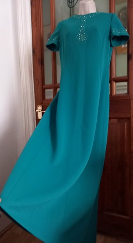 Vtg 60s crimplene maxi - maxi, beaded