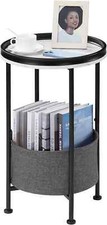 Industrial 2-Tier Round End Table, 15" D x 24" H Side Table with Full-Arrest NEW