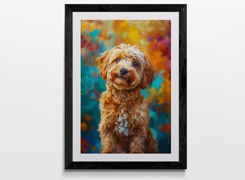 Cockerpoo puppy dog - puppy, framed