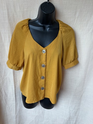 Mustard short sleeved blouse - mustard,