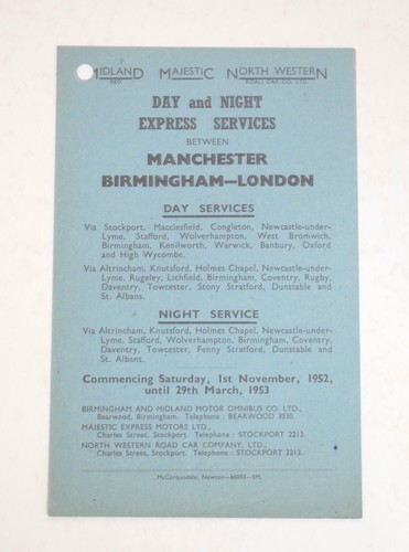 Bus coach timetable leaflet - coach,