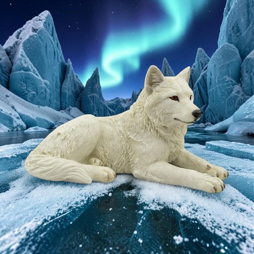 White wolf statue - wolf,