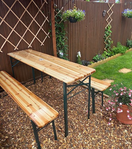 Folding beer table and bench - table,