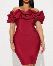 Red Bandage Ruffle Mini Dress