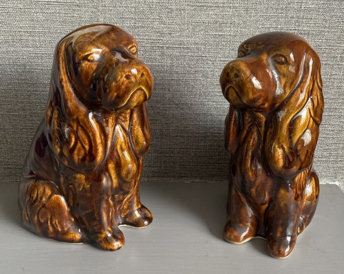 Pair vintage brown ceramic - pair,