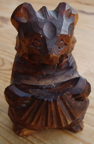 Hand carved wooden bear black - hand,