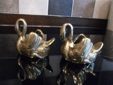 TWO BRASS SWANS