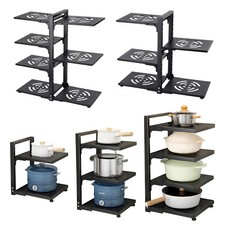 Saucepan Storage Organizer Standing Kitchen Cooking Pan Pot Holder Rack Shelves
