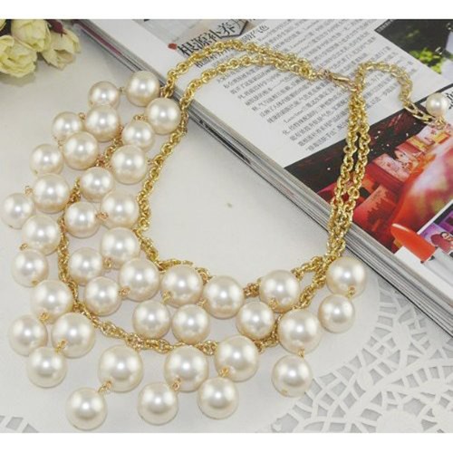 Double layer pearl necklace - pearl,