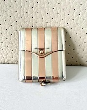 Antique Victorian Solid Sterling Silver 925 9ct Rose Gold Vesta Match Case 1909