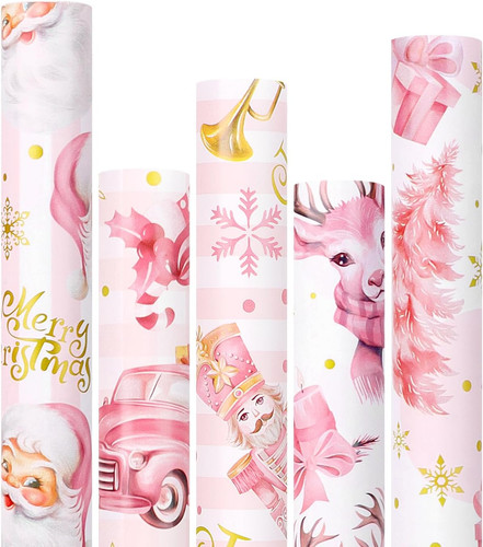 Pink christmas wrapping paper - christmas,