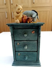 DISNEY  Classic Winnie The Pooh & Eeyore Blue Drawers Border Fine Arts Ceramic