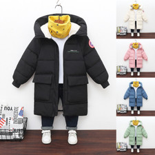 Kids Boys Girls Long Sleeve Padded Coat Parka Hooded Winter Warm Jackets Outwear