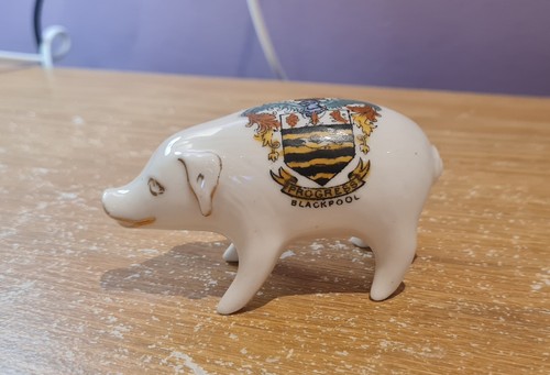 Vintage crested china pig - vintage,
