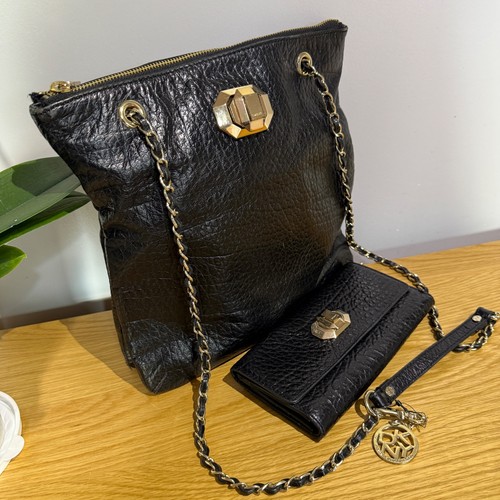 Dkny black leather chain - leather,