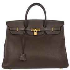 Hermes Chocolat Taurillon Clemence Birkin 40 Handbag □G28 185385