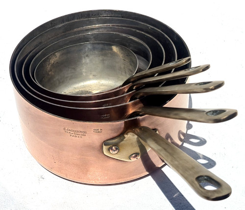Vintage french copper pan set - french,