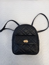 ? Primark Black Mini Backpack With Quilted Style Detail Vgc