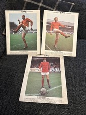 Typhoo Tea Football Card 10x8 3x Cards George Best, Bobby Charlton, Nobby Stiles