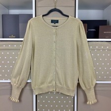 WYSE Cardigan Size 14 (4) Gold Shimmer Metallic Ruffle Sleeve Adele Christmas