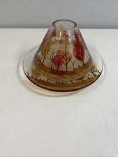 decorative crackle glass lamp  shade tea light holder with dish plate tree's @G