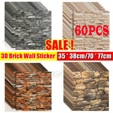 60Pcs Self Adhesive 3D Tile Foam Stick Wall Paper Brick Wall Sticky Wallpaper --