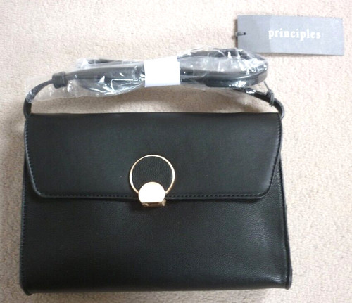 Black faux leather - leather, crossbody