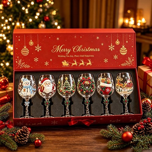 Christmas art wine glasses - wine,