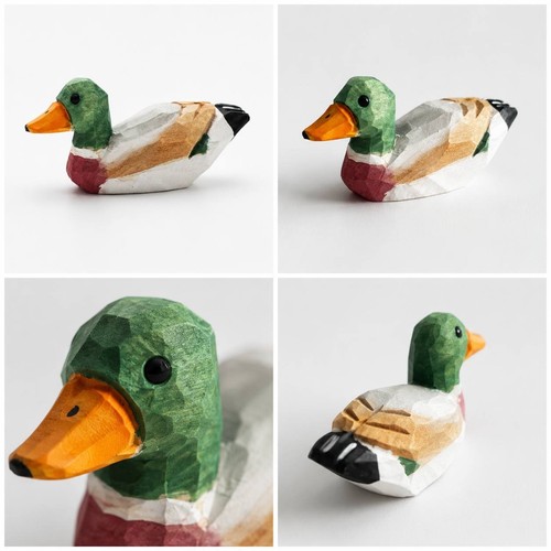 Wooden mallard duck figurine - wooden,