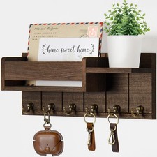 Wall Mounted Key Holder Hooks Keyrings Organiser Rack Shelf Letter Mail Hanger