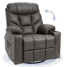 Recliner Sofa Armchair Reading Lounge Swivel Footrest Cup Holder Bulk Brown