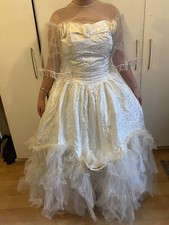 1990's Zandra Rhodes Wedding Dress, Cream/pink Prt, Net/Beads UK 14, BNWOT