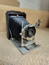 Antique vintage leather bellows plate camera, Butcher Excelsior No. 6