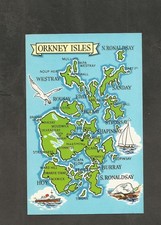 Postcard Scotland Orkney Islands Map