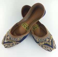 Ladies/ Women Embroidered Blue Khussa/ Shoes Size UK 7 (Asian 10)