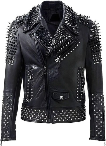 Men women leather jacket punk - jacket,