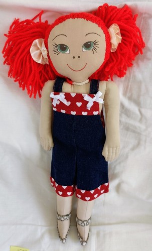 Handmade rag doll red hair - rag,