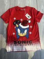 Sonic The Hedgehog Christmas Sequin Santa Hat T-shirt Age 11 Years NEXT