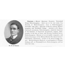 Henry Bertram Pearson of Tettenhall Wood, Wolverhampton - Antique Print 1907