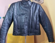 Frank Thomas Women’s Padded Leather Motorcycle Jacket UK 16 Vintage Cowhide