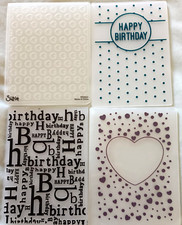 . BUNDLE 4 EMBOSSING FOLDERS - HEARTS AND BIRTHDAY  10x14cm