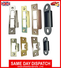 Door Strike Plate Polished Chrome or Brass Long Plates Tubular Mortice Latch