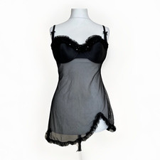 LA SENZA L WOMEN UK 14 Black Sheer Babydoll Nightie BNWT