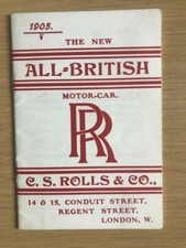 Rolls Royce 1905  The New All British Motor Car C.S. Rolls & Co. 1974 Reprint