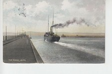 View of boat leaving between the piers, Leith, Edinburgh