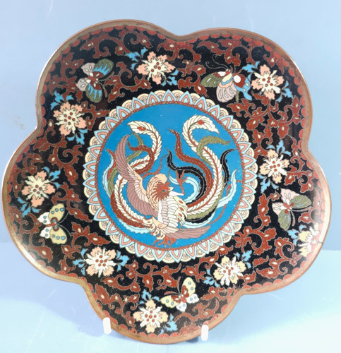 Japanese cloisonné plate o - cloisonné, ho-o