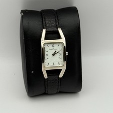 Anne Klein Ladies Quartz Watch White Dial Black Leather Strap Japan Working 18mm